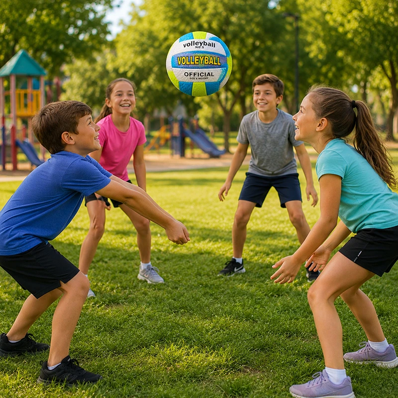 Soft Touch Volleyball Size 5 – Official Waterproof Indoor & Outdoor Volleyball in Bright Colorful Design for Beach, Gym, Training & Competition Games for Ages 3 Years & Above
